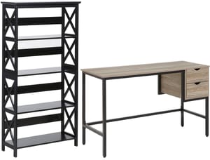 Set di mobili da ufficio legno scuro e nero FOSTER/GRANT