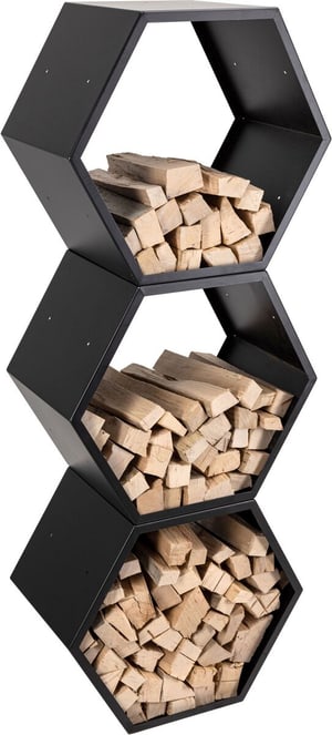 Porte-bois "Honeycomb", 1 pièce, noir