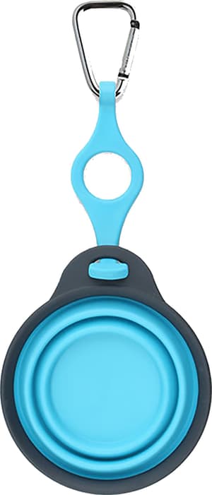 Gamelle pliable bleue avec porte-bouteille et mousqueton