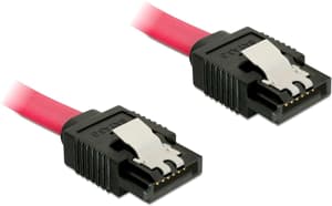 Câble SATA3 50cm rouge, avec clip métal