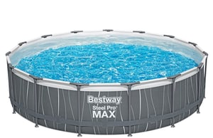Set piscina fuori terra rotonda Steel Pro MAX con luci LED 4,57 m x 1,07 m