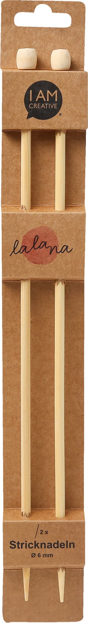 Stricknadeln, Bambus-Stricknadeln für Anfänger und Experten, Natur, ø 6 x 350 mm, 2 Stk.