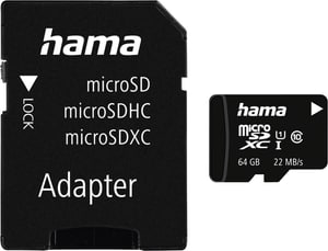 microSDXC 64GB Classe 10 UHS-I 22MB/s + Adattatore/Mobile