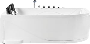 Whirlpool Badewanne weiss Eckmodell mit LED 180 x 120 cm rechts CALAMA