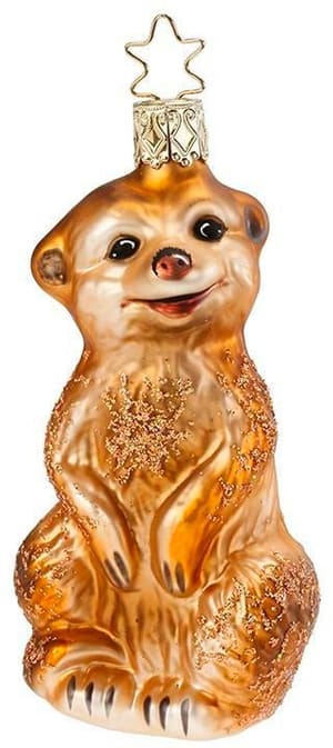 Boule de Noël suricate brun, verre, H : 10 cm