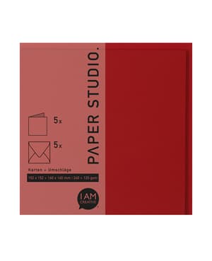Karten+Umschläge Quadratisch, 2X5Stück, rot