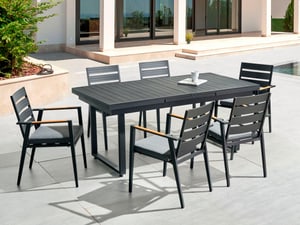 Gartenmöbel Set Aluminium schwarz 6-Sitzer Auflagen grau VALCANETTO/TAVIANO