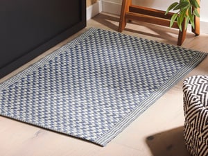 Outdoor Teppich blau 60 x 90 cm ZickZack-Muster Kurzflor MANGO