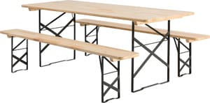 Tavolo e panche in legno, 220 x 80 x 75 cm