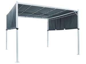 Pergola mit LED-Beleuchtung Stahl grau 310 x 310 cm PARGA