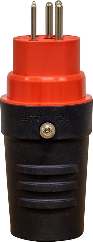 Stecker T15, 230V/400V/10A, rot/schwarz, IP55