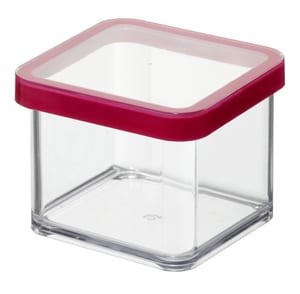 LOFT quadratische Vorratsdose 0.5l mit Deckel und Dichtung, Kunststoff (SAN) BPA-frei, transparent/rot
