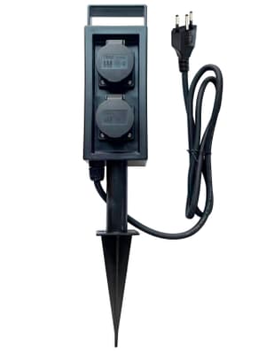 Prise de jardin 2x T13 IP55 avec pique, noir, Gartensteckdose 2x T13 IP55 mit Spiess, Schwarz