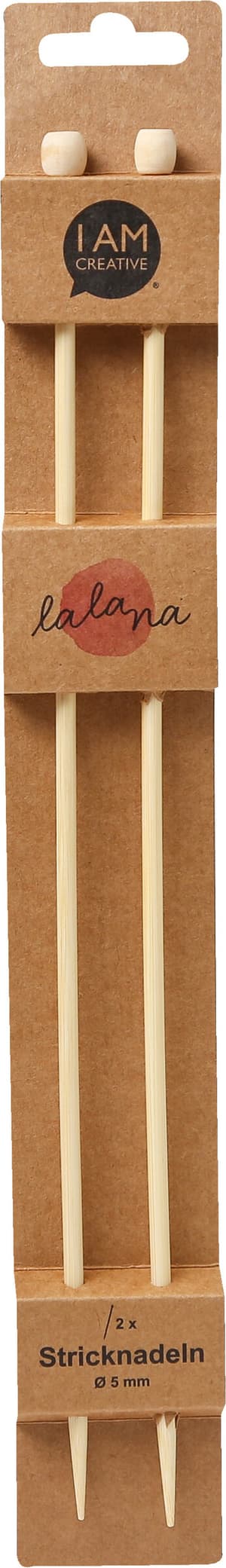 Stricknadeln, Bambus-Stricknadeln für Anfänger und Experten, Natur, ø 5 x 350 mm, 2 Stk.