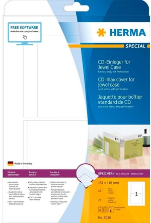 CD-Einleger 5036 Weiss, 25 Etiketten