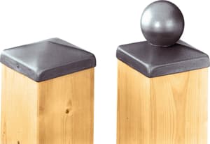 Capuchons pour poteaux en bois, plat avec boule, 9 x 9 cm