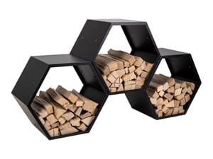 Porte-bois "Honeycomb", 1 pièce, noir