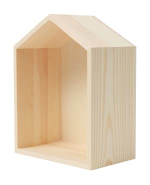 Scatola di legno a forma di casa, casa di legno