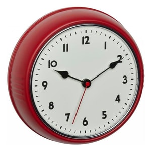 Horloge murale radio pilotée rétro rouge, Ø 24 cm