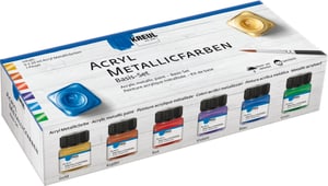KREUL Acryl Metallicfarben, Basis-Set, 6 x 20 ml