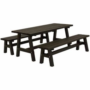 Set Country Plank 1 tavolo + 2 panche Colore nero trattato
