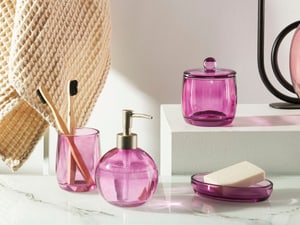 4 accessoires de salle de bains en céramique violette ROANA