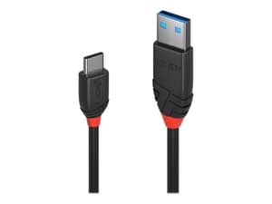 USB 3.1  Typ A an C Câble 3A, Black Line 1,5m