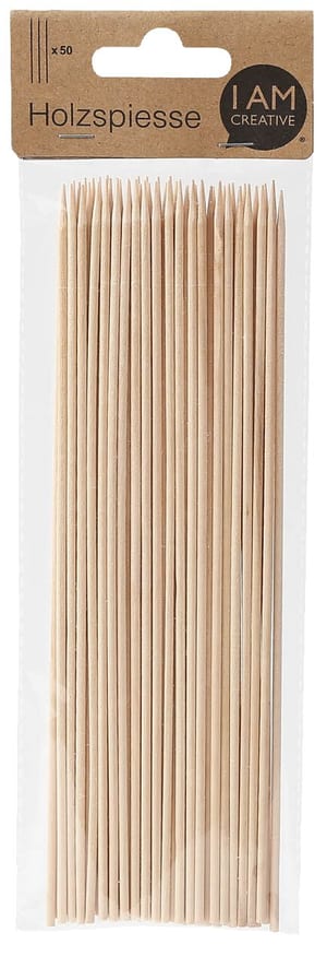 Bastoncini di legno naturale,  50 pzi, 20 x 2,5 cm