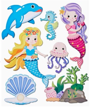 3D-Sticker Meerjungfrau 1 Blatt