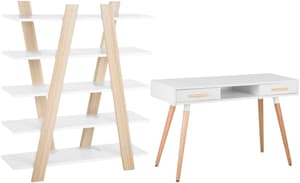 Set di mobili da ufficio legno chiaro e bianco ESCALANTE/FRISCO