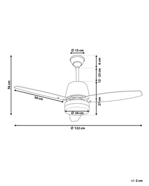 Deckenventilator mit Licht dunkler Holzfarbton / schwarz MLAVA