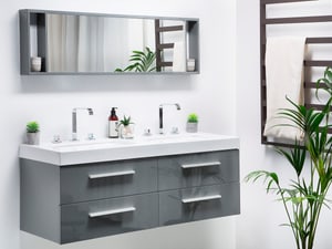 Meuble vasque gris avec miroir MALAGA