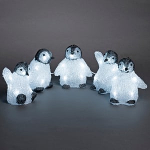 Pingouins bébé en acrylique à LED, lot de 5