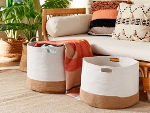 Textilkorb Baumwolle weiss / beige 2er Set KAHAN