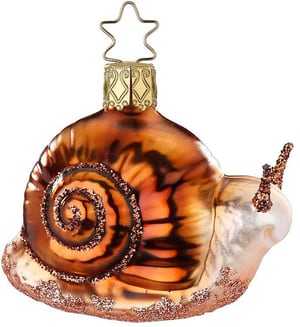 Boule de Noël Escargot brun verre, H : 6 cm