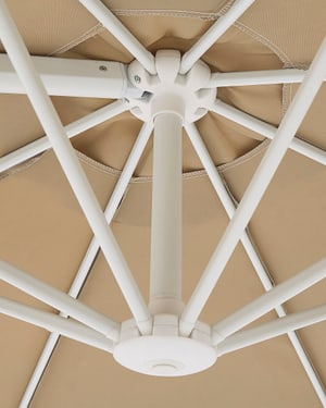 Parasol en porte-à-faux taupe et blanc  2,95 m SAVONA II