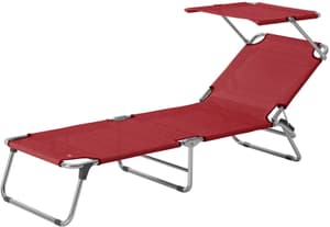 Chaise longue Amigo avec toit solaire, rouge