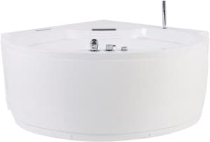 Baignoire d'angle blanche 150 x 114 cm avec LED et haut parleur Bluetooth MILANO