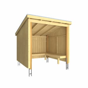 Nordic Grillhütte 5 m2 offen mit Bank Set 2inkl. Dachpappe/Aluleisten/H-Füss