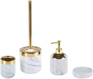 Set di 4 accessori bagno ceramica bianco e oro HUNCAL