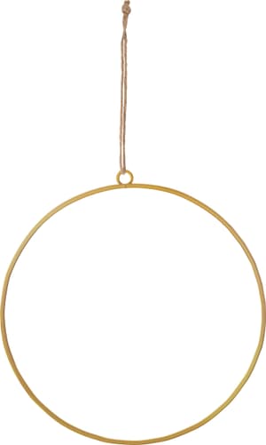 Anello decorativo in metallo, anello in filo metallico per decorazioni di pareti e finestre e per creazioni floreali, con occhiello e cordino, oro, ø 30 cm x 5 mm, 1 pz.