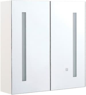 Armoire de toilette blanche avec miroir LED 60 x 60 cm CHABUNCO