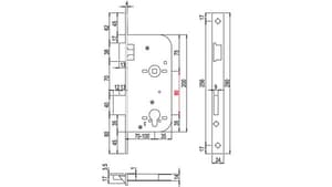 Haustür-Einsteckschlösser 1303, Lochdistanz 90 mm