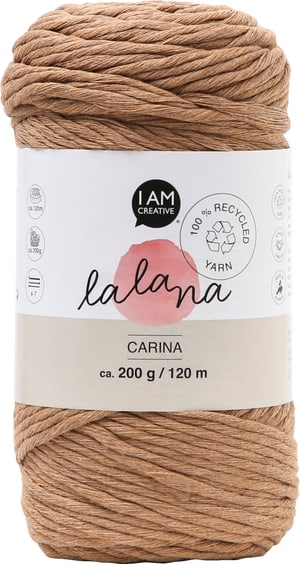 Carina camel, fil Lalana pour crochet, tricot, tissage &amp; projets macramé, marron clair, 3 mm x env. 120 m, env. 200 g, 1 écheveau