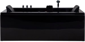 Whirlpool Badewanne schwarz mit LED rechts 183 x 90 cm VARADERO