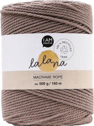 Macrame Rope coffee, Lalana Knüpfgarn für Makramee Projekte, zum Weben und Knüpfen, Braun, 2 mm x ca. 160 m, ca. 500 g, 1 gebündelter Strang
