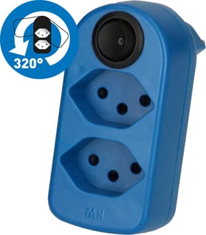 Abzweigstecker maxADAPTturn 2x Typ 13 blau drehbar Schalter BS
