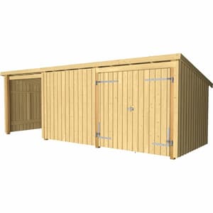 Multi Abri de jardin 3 Mod.+doubleporte+mur 635x218x167/218 cm non traité