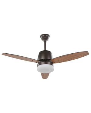 Ventilateur de plafond effet bois foncé avec lampe blanche MLAVA