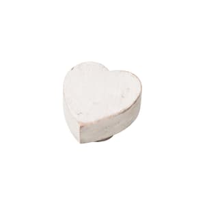 Pomello per mobili, cuore, white washed